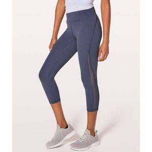 Lululemon Train Times High Rise Mesh Panel 21" Crop Leggings Dazed Blue 6.